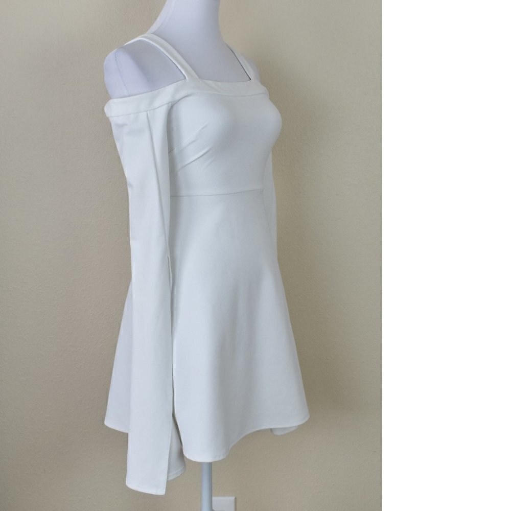 ASOS Cold Shoulder Crepe Extreme Split Sleeve Mini Dress - Picture 5 of 8